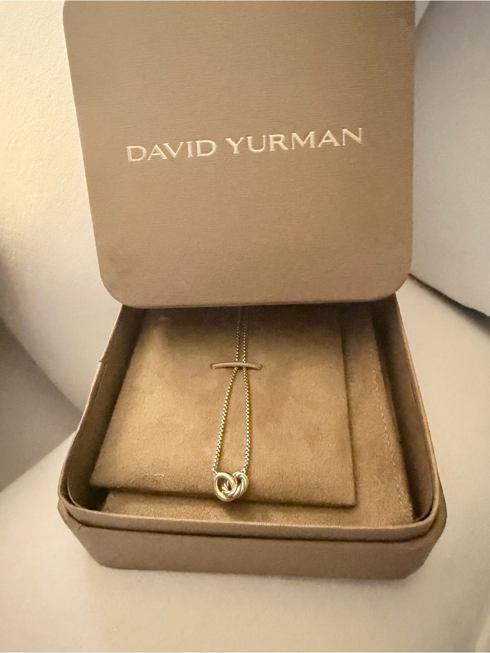 David Yurman Two-Tone Gold and Silver Interlocking Pendant Necklace - Picture 2 of 11